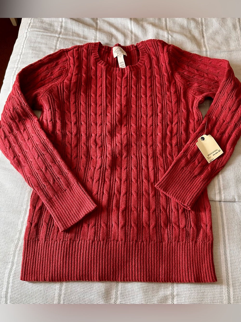 St. John's Bay Womens Crew Neck Long Sleeve Cable Knit Pullover Sweater